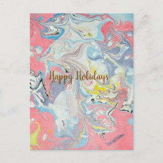 Cartão Postal De Festividades Ebru Art Pastel Abstract 