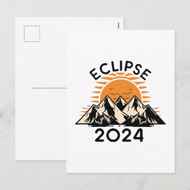 Cartão Postal De Festividades Eclipse Total do Sol 2024 (Frente/Verso)