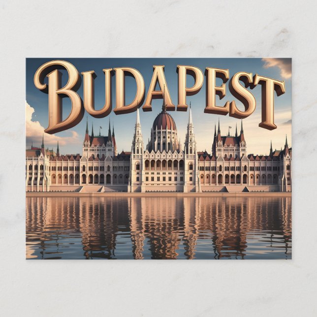 Cartão Postal De Festividades Edifício do Parlamento Húngaro em Budapeste (Frente)
