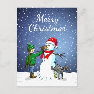 Cartão Postal De Festividades Edifício Snowman