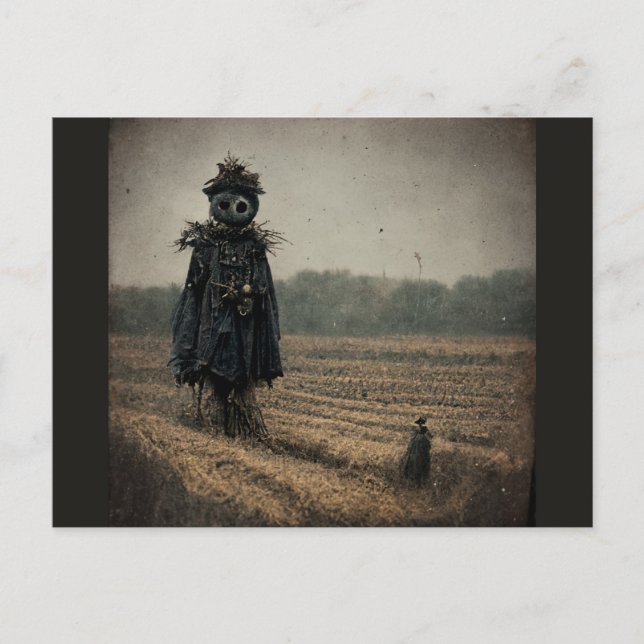 Cartão Postal De Festividades Eerie Scarecrow (Frente)