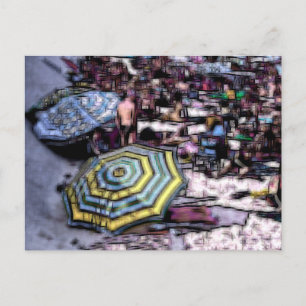 Cartão Postal De Festividades Efeito digital de praia do estilo "impressão"