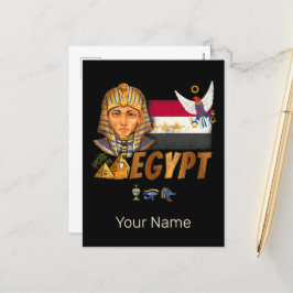 Cartão Postal De Festividades Egito Vintage Pharaoh Flag E Pirâmides Souvenir