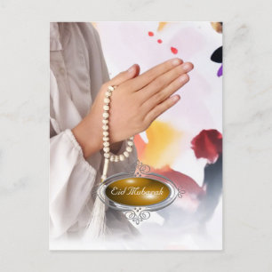 Cartão Postal De Festividades Eid Mubarak / Cartão de Férias de Menina de Hijab