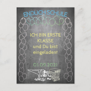 Cartão Postal De Festividades Einladungskarte zur Einschulung im Tafelstil