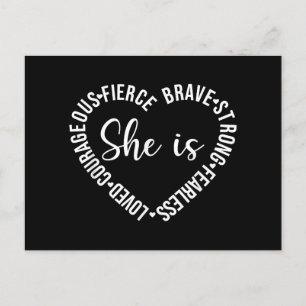 Cartão Postal De Festividades Ela É Amada Corajosa Corajosa E Corajosa.