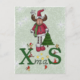 Cartão Postal De Festividades Elch mit Baum