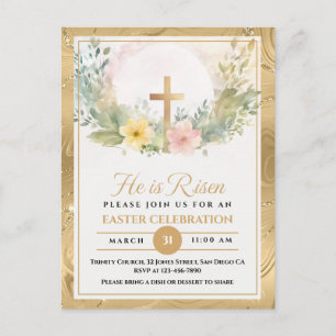 Cartão Postal De Festividades Ele Ressuscitou Água-forte Floral de Páscoa, Relig