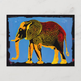 Cartão Postal De Festividades Elefante Abstrato azul com pontos vermelhos
