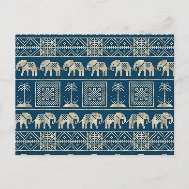 Cartão Postal De Festividades Elefante bordado (Frente)