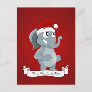 Cartão Postal De Festividades elefante de desenho animado de Natal
