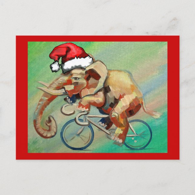 Cartão Postal De Festividades Elefante De hipster Para X-Mas (Frente)