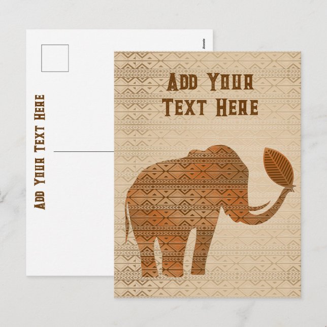 Cartão Postal De Festividades Elefante - Design de Arte Tribal (Frente/Verso)