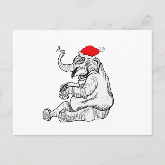 Cartão Postal De Festividades Elefante do Natal (Frente)