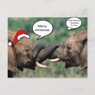 Cartão Postal De Festividades Elefante do Natal