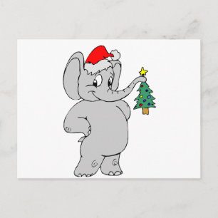 Cartão Postal De Festividades Elefante do Natal