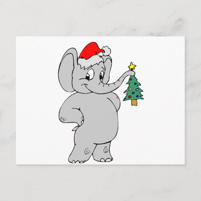 Cartão Postal De Festividades Elefante do Natal (Frente)