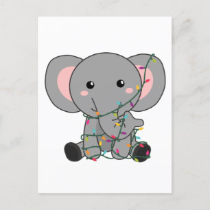 Cartão Postal De Festividades Elefante Natal Neve Inverno Animais Elefantes