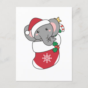 Cartão Postal De Festividades Elefante Natal Neve Inverno Animais Elefantes
