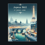 Cartão Postal De Festividades Elegância de inverno parisiense<br><div class="desc">Entra numa terra maravilhosa de inverno parisiense com o nosso cartão de Natal "Elegância de inverno Parisiense". Esta bela carta captura o romance e o encanto de Paris durante a estação festiva. Desde as luzes cintilantes ao longo do Sena até a majestosa Torre Eiffel brilhando com alegria de férias, cada...</div>