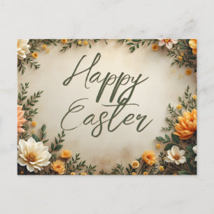 Cartão Postal De Festividades Elegância Floral - Saudações de Páscoa Springtime
