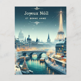 Cartão Postal De Festividades Elegância Invernal Parisiense