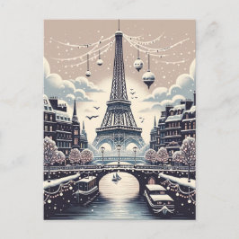 Cartão Postal De Festividades Elegância Invernal Parisiense - Natal na Cidade