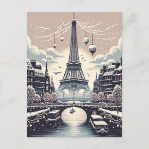 Cartão Postal De Festividades Elegância Invernal Parisiense - Natal na Cidade