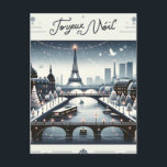 Cartão Postal De Festividades Elegância Parisiense de inverno, Cidade das Luzes<br><div class="desc">Entra numa terra maravilhosa de inverno parisiense com o nosso cartão postal de Natal "Elegância Parisiense de inverno". Esta bela carta captura o romance e o encanto de Paris durante a estação festiva. Desde as luzes cintilantes ao longo do Sena até a majestosa Torre Eiffel brilhando com alegria de férias,...</div>