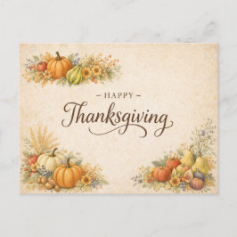 Cartão Postal De Festividades Elegant Autumn Harvest Happy Thanksgiving 