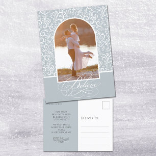 Cartão Postal De Festividades Elegant Believe Christmas Photo