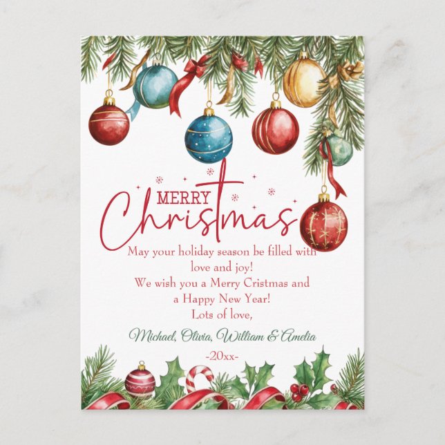 Cartão Postal De Festividades Elegant Christmas Winter Tree Holiday Card (Frente)