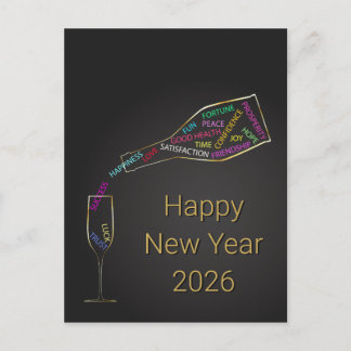 Cartão Postal De Festividades Elegant Corporate New Year 2026 Motivation Bottle 