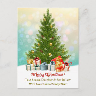 Cartão Postal De Festividades Elegant Family Holiday Present I Christmas Tree