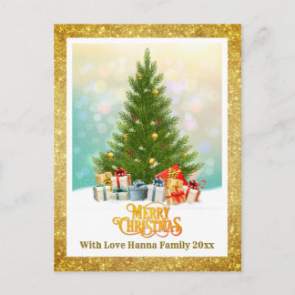 Cartão Postal De Festividades Elegant Family Holiday Present I Christmas Tree