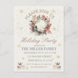 Cartão Postal De Festividades Elegant Gold&Silver Holiday Party