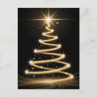 Cartão Postal De Festividades Elegant Golden Sparkle Christmas Tree