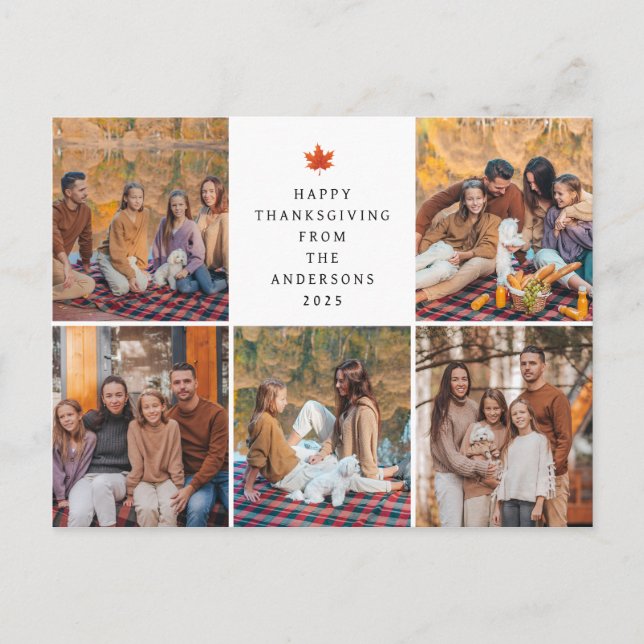 Cartão Postal De Festividades Elegant Modern Happy Thanksgiving Autumn 5 Photo (Frente)