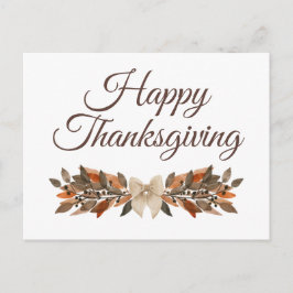 Cartão Postal De Festividades Elegant Neutral “Happy Thanksgiving” Postcard