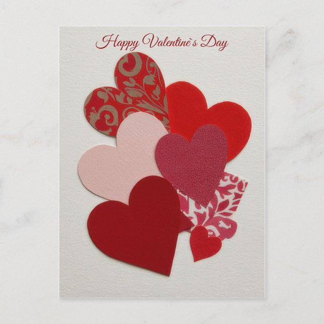 Cartão Postal De Festividades Elegant Red Heart Collage Valentine’s Day Card  (Frente)