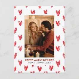 Cartão Postal De Festividades Elegant Red Hearts Happy Valentine's Day 1 Photo