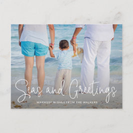 Cartão Postal De Festividades Elegant Seas and Saudações Beach Photo Christmas