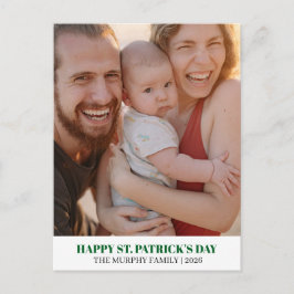 Cartão Postal De Festividades Elegant Simple Shamrock Photo St. Patrick's Day 