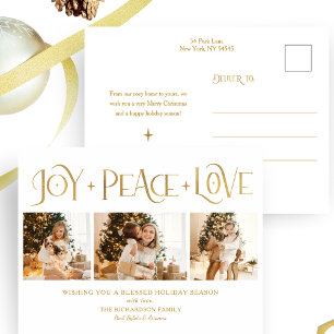 Cartão Postal De Festividades Elegante Alegria Paz Amor Script 3-Foto