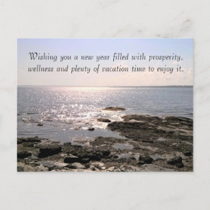 Cartão Postal De Festividades Elegante Ano Novo Bem Deseja Foto Da Costa Do Ocea
