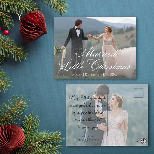 Cartão Postal De Festividades elegante casou casado pequeno casamento de natal 2 (Criador carregado)