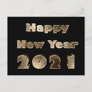 Cartão Postal De Festividades Elegante Chic do feliz ano novo 2021 Dourado