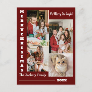 Cartão Postal De Festividades Elegante Colagem de Fotos de Família de Natal Mode
