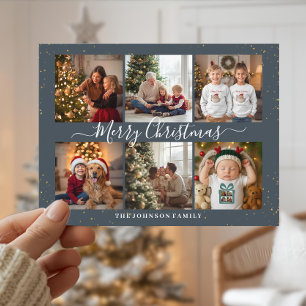 Cartão Postal De Festividades Elegante Colagem de Fotos de Natal