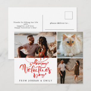Cartão Postal De Festividades Elegante Corações Vermelhos Feliz Dia dos Namorado